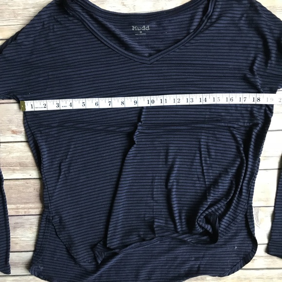 Mudd Long Sleeve Navy Striped Top - Picture 4 of 7